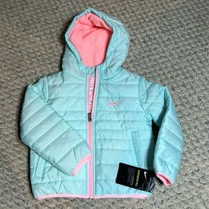 Nike Toddler Girls Teal/Pink Hooded Jacket W/Fleece lining 2T-NWTS